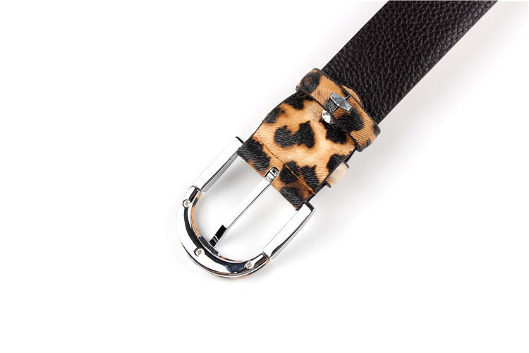 Leopard Print Belt -Ledergürtel für Frauen