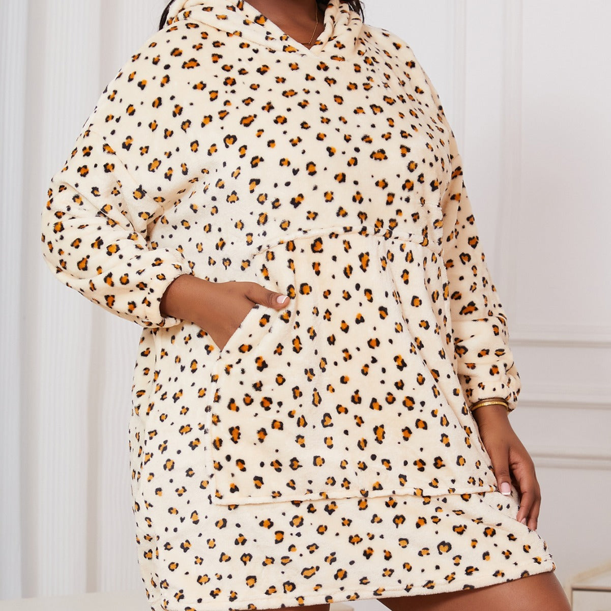 Women's Pajamas Warm Leopard Flannel Hooded