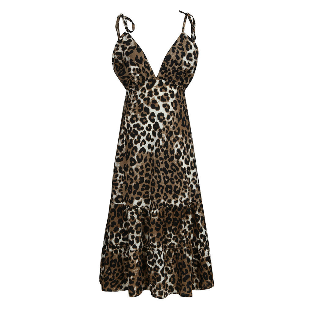 Retro Leopard Print Kleid im nationalen Stil