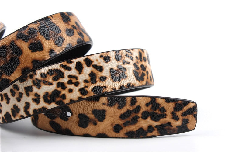 Leopard Print Belt -Ledergürtel für Frauen