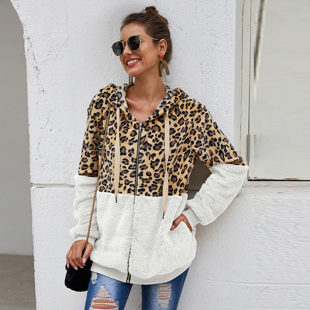 Leopard patch coat