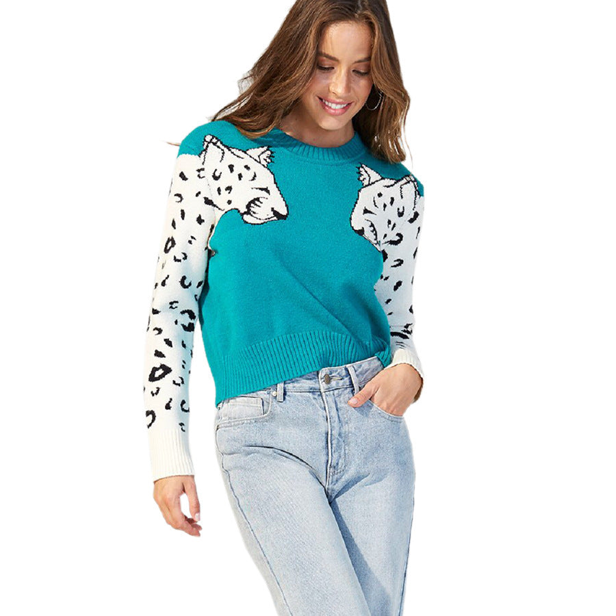 Arm leopard pattern sweater