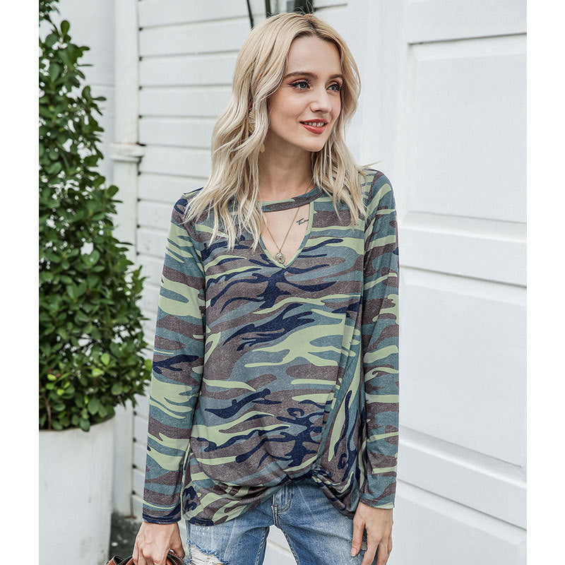 Hollowed-out leopard-print tops