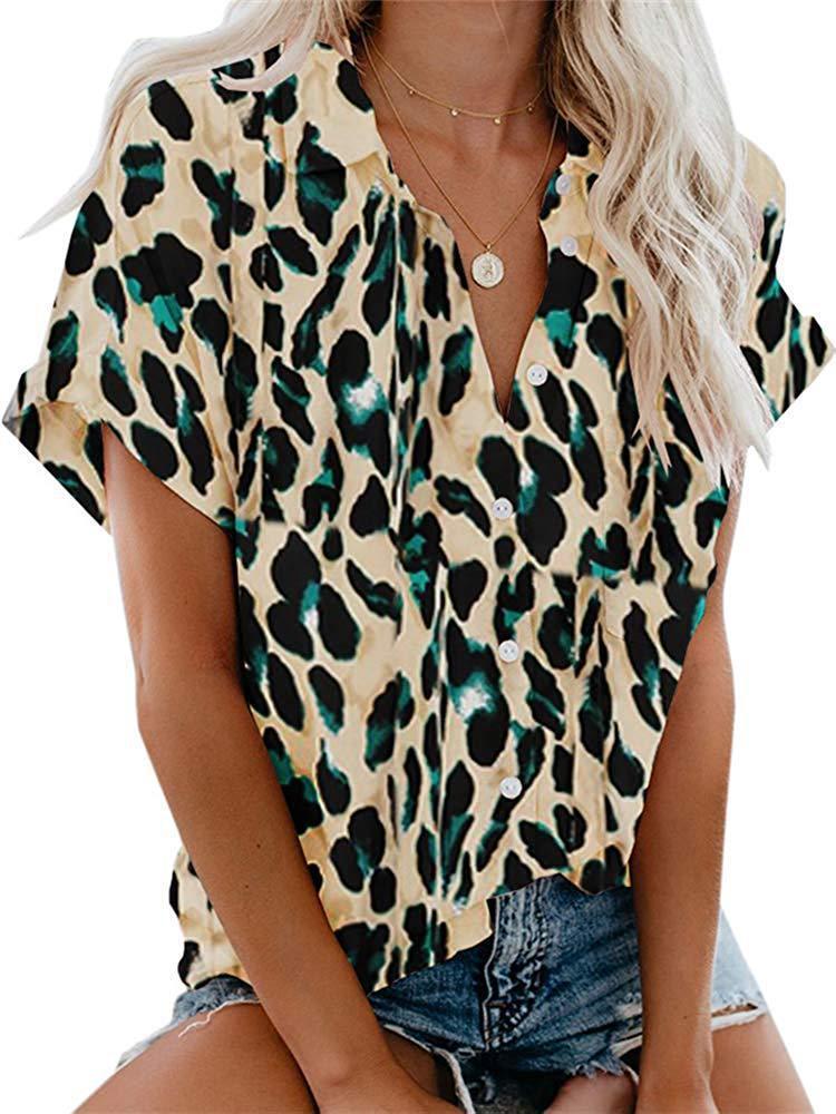 Women's short-sleeved leopard shirt
