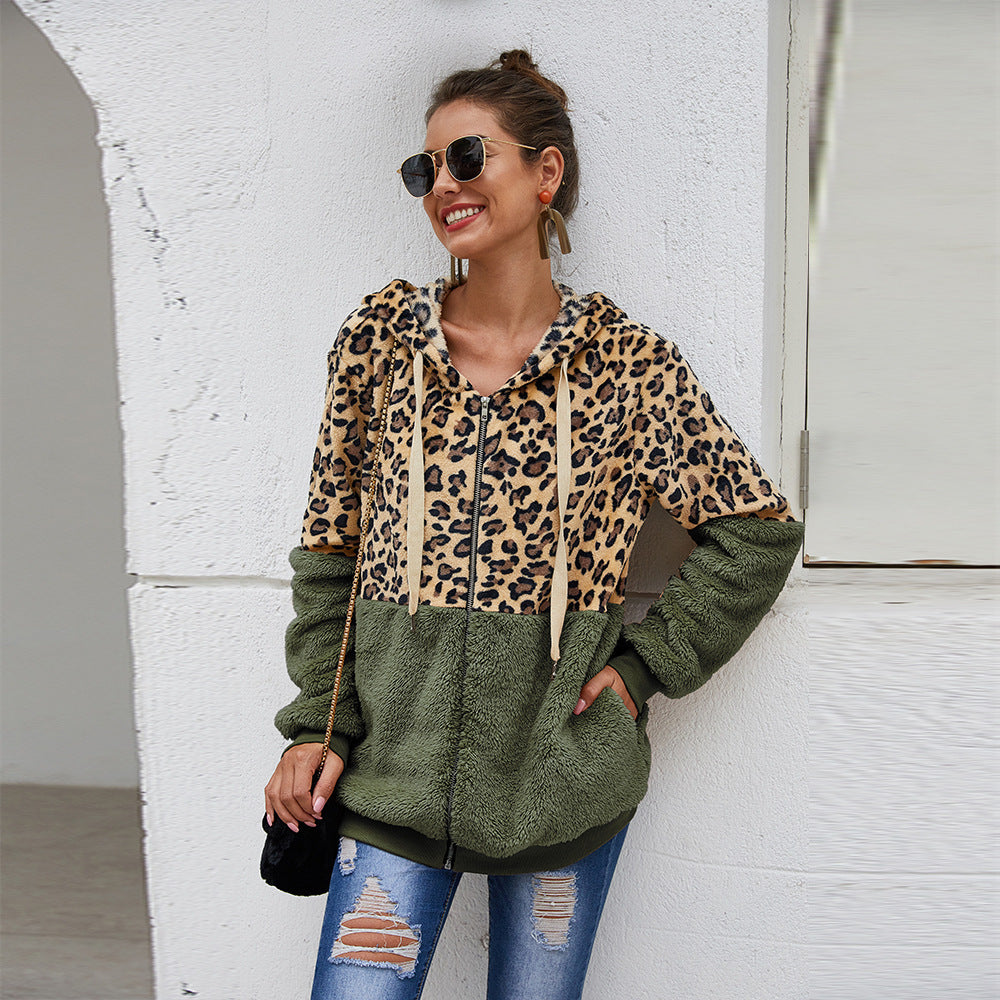 Leopard patch coat