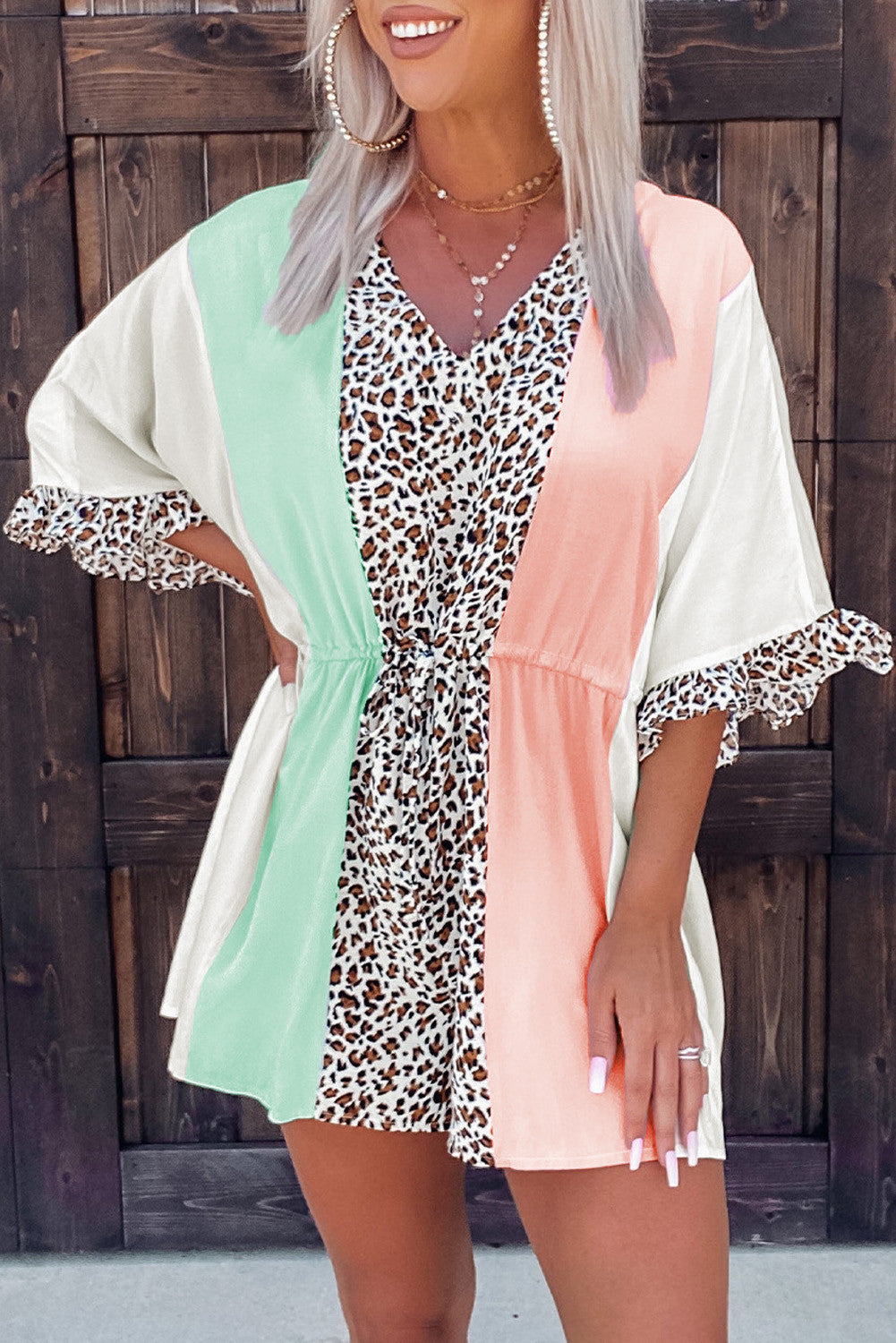 Super Summer Leopard Print Jumpsuit Women's Print Color Matching