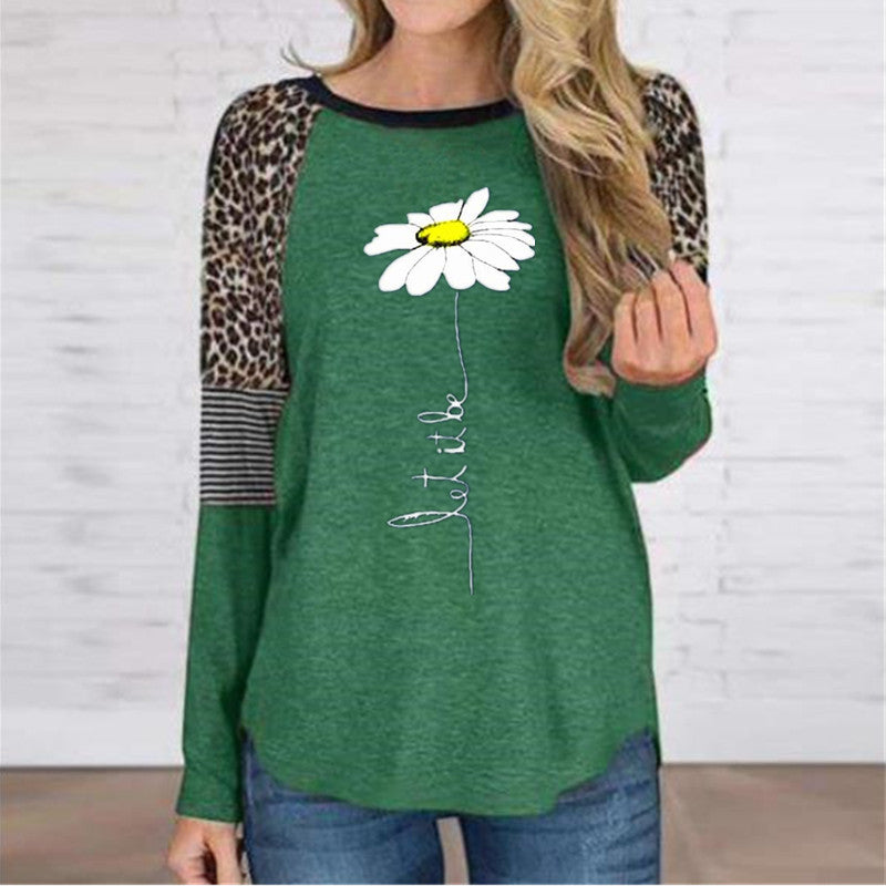 Lässiges T-Shirt mit Leopardenmuster und Patchwork