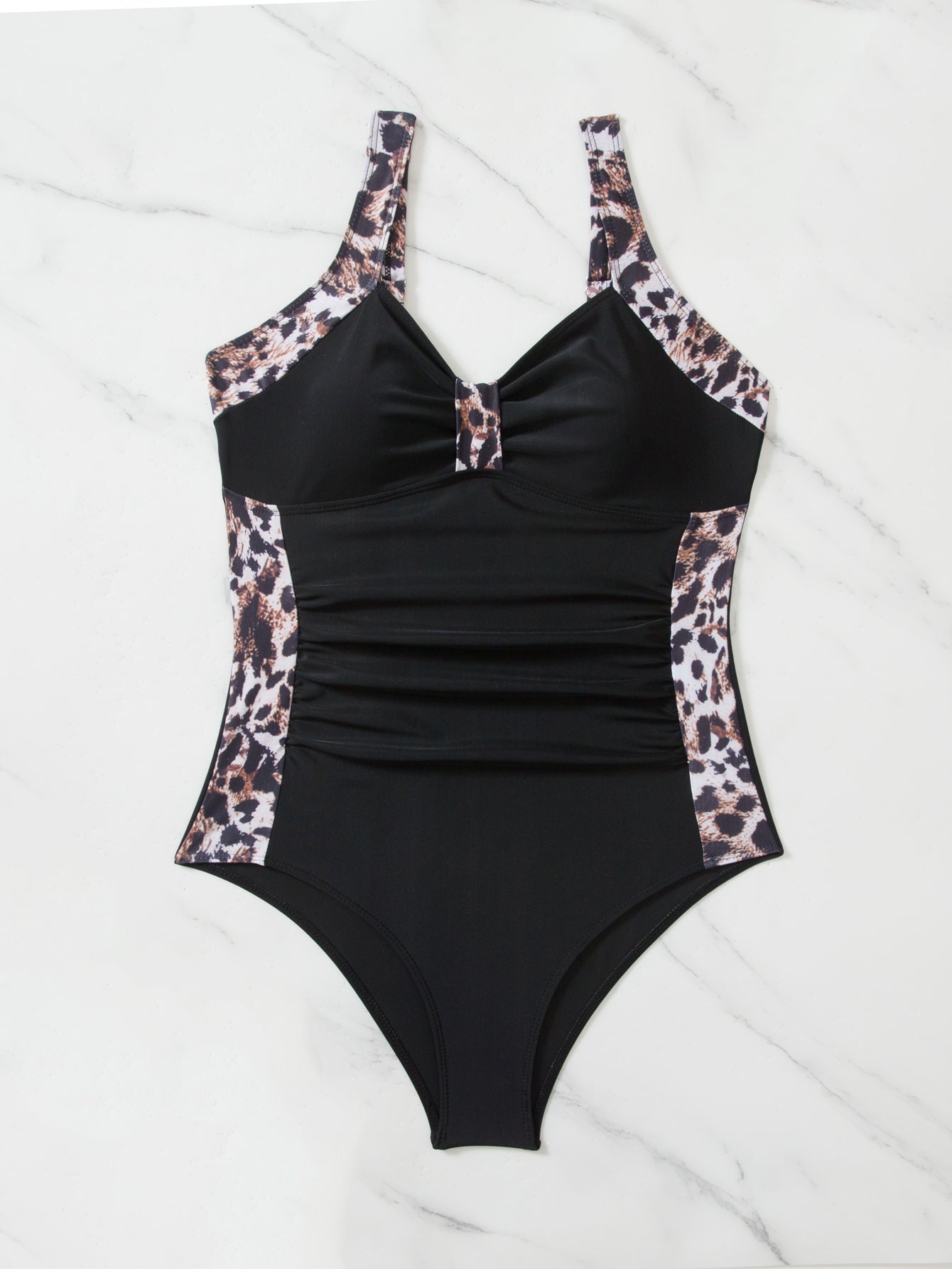 Women's Fashion One-piece Swimsuit Leopard Print Contrast Color
