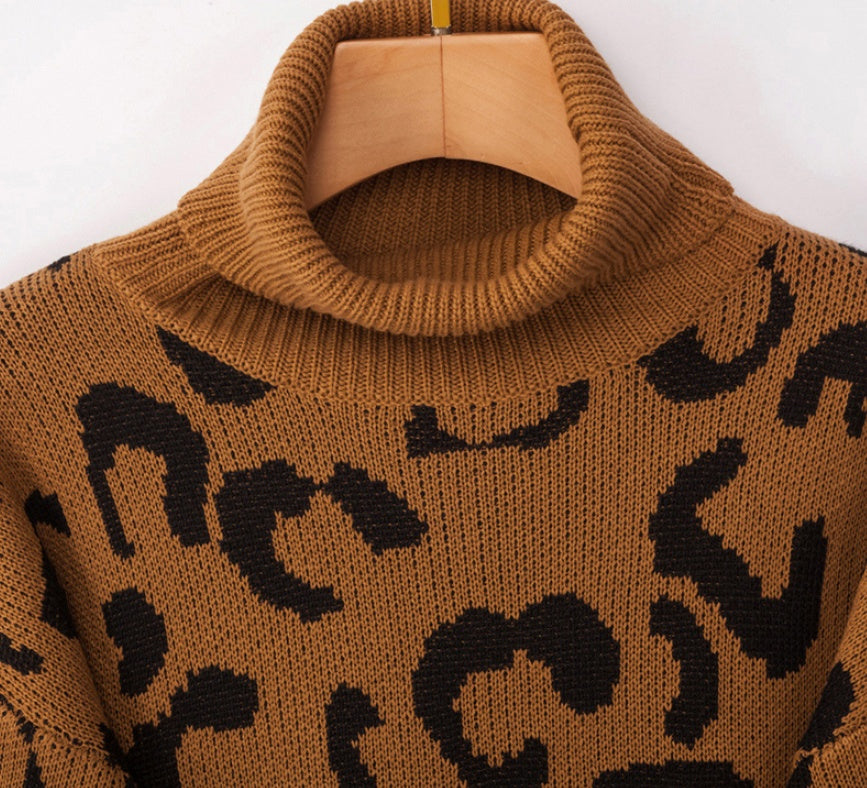 Hooded leopard-print loose sweater