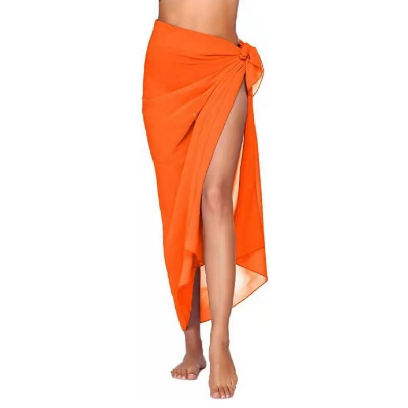 Women's Leopard Sarong Swimsuit Blouse Chiffon Long Bikini