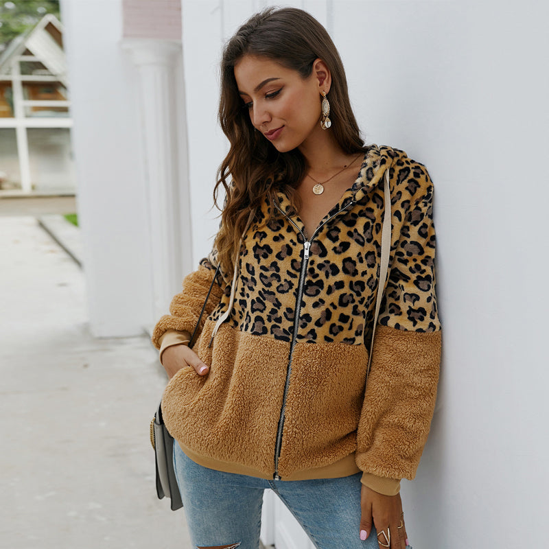 Leopard Print Patchwork Jacket Top