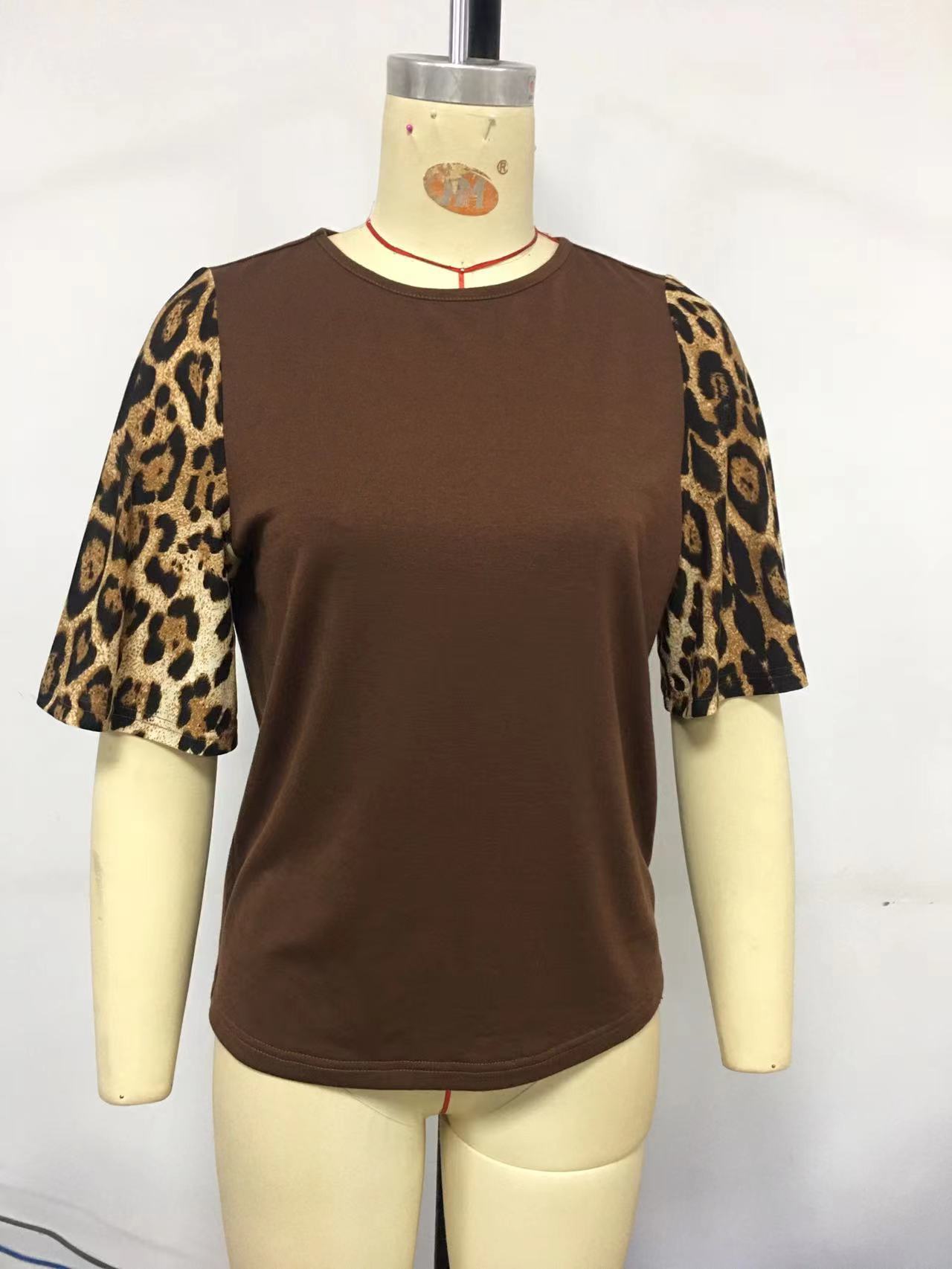 Euramerican Women's Summer  Leopard Pattern Splicing