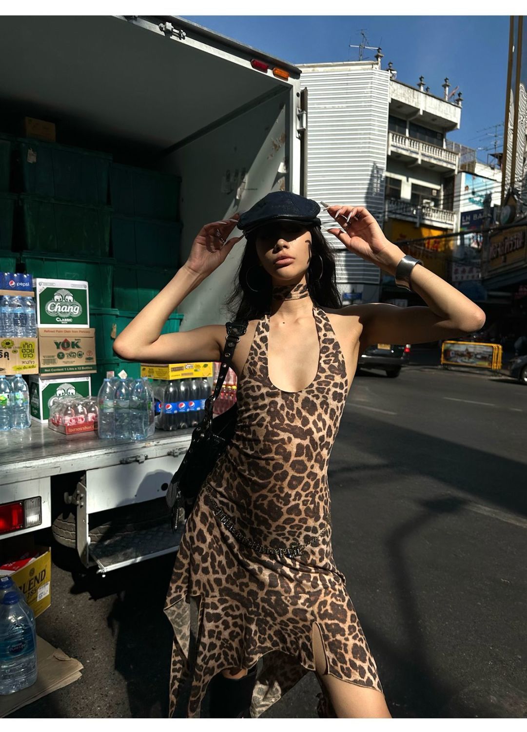 Leopard Print American Retro Millennium Hot Girl Kleid