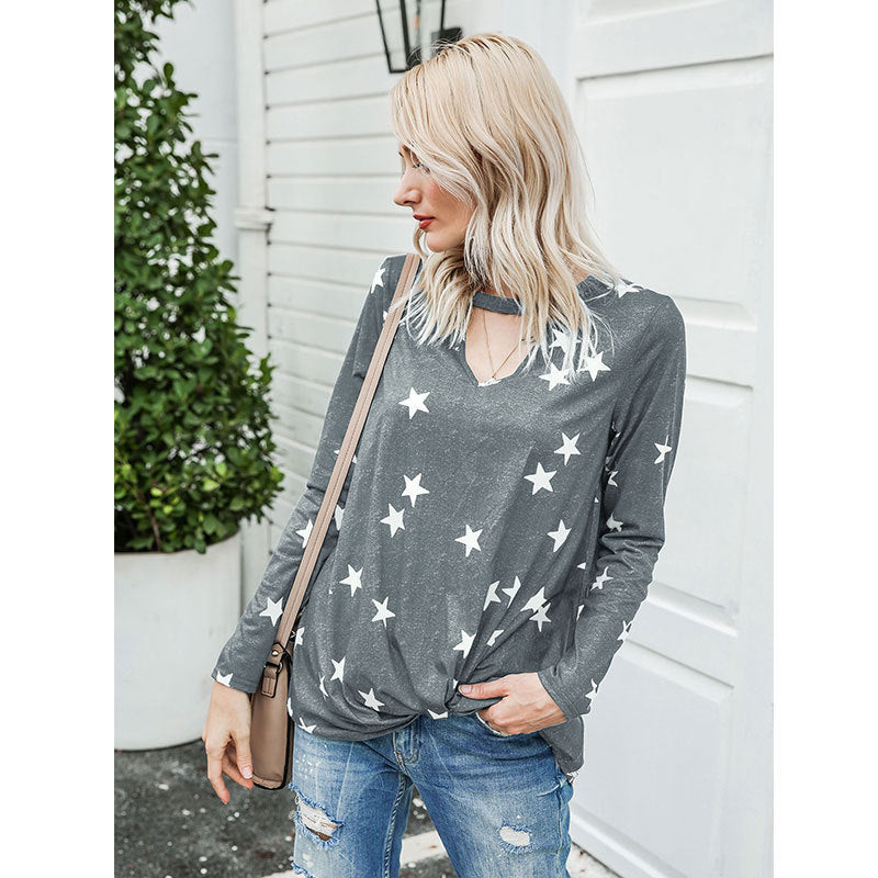 Hollowed-out leopard-print tops