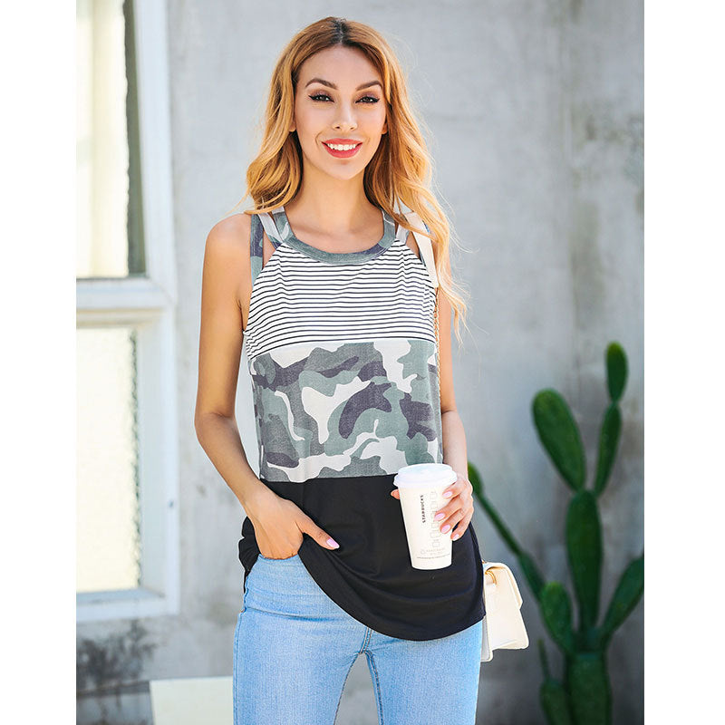 Leopard stitching top