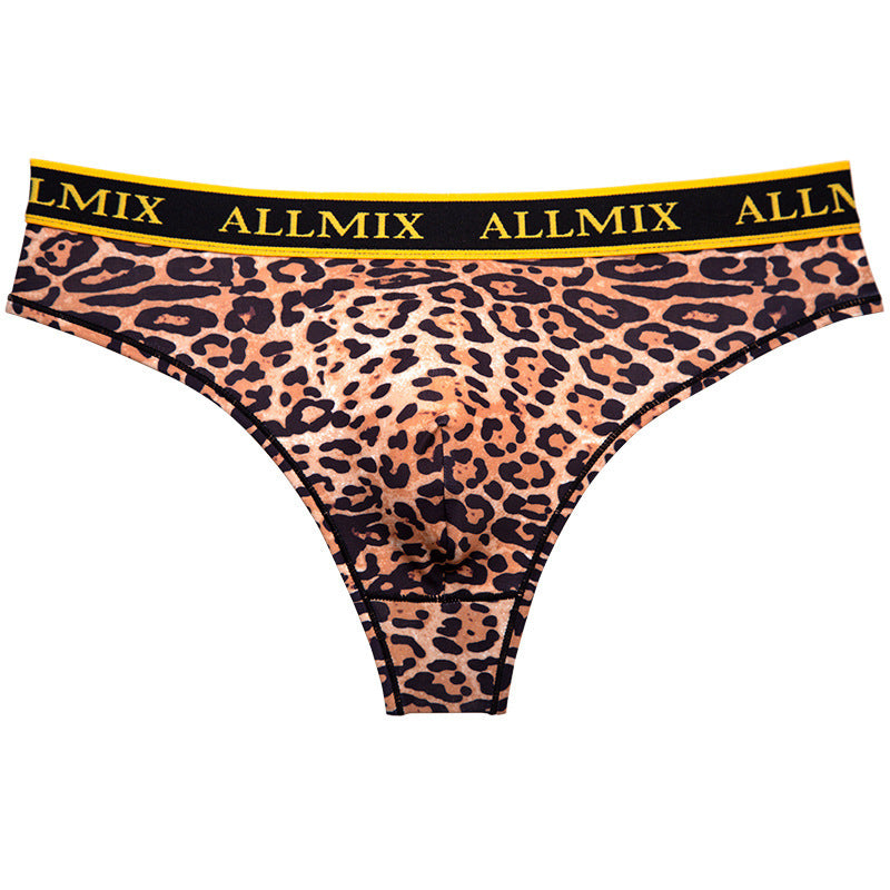 Herren Briefe Breite Taille Leopard Print Sport Fitness Niedrige Taille T-back Briefs