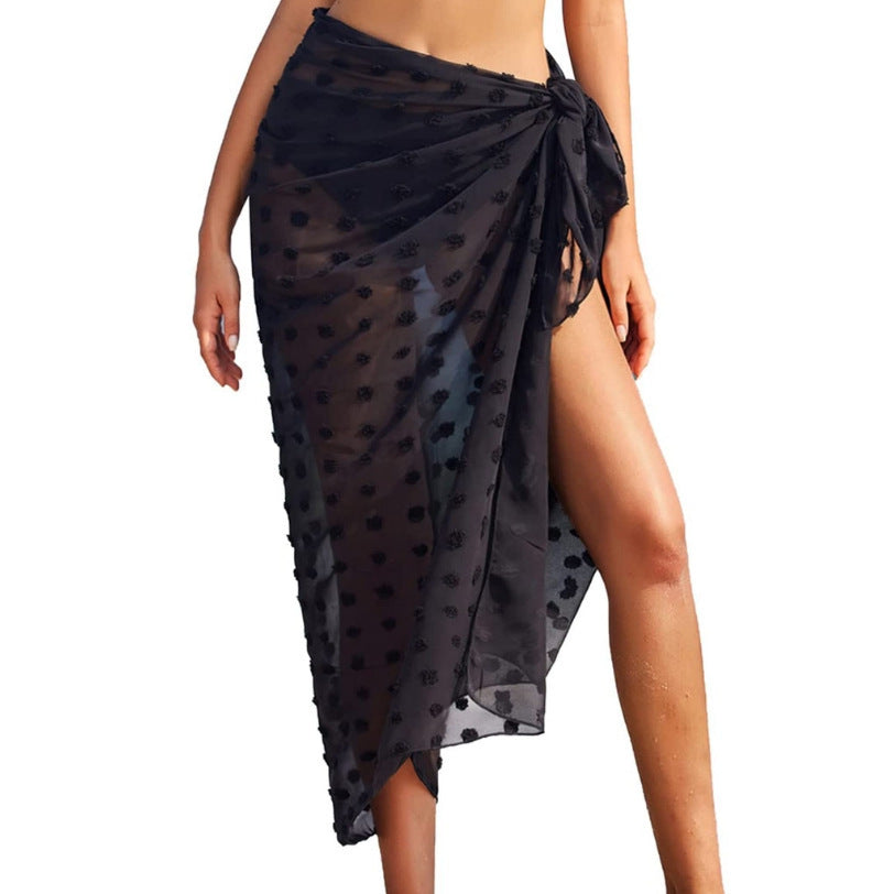 Women's Leopard Sarong Swimsuit Blouse Chiffon Long Bikini