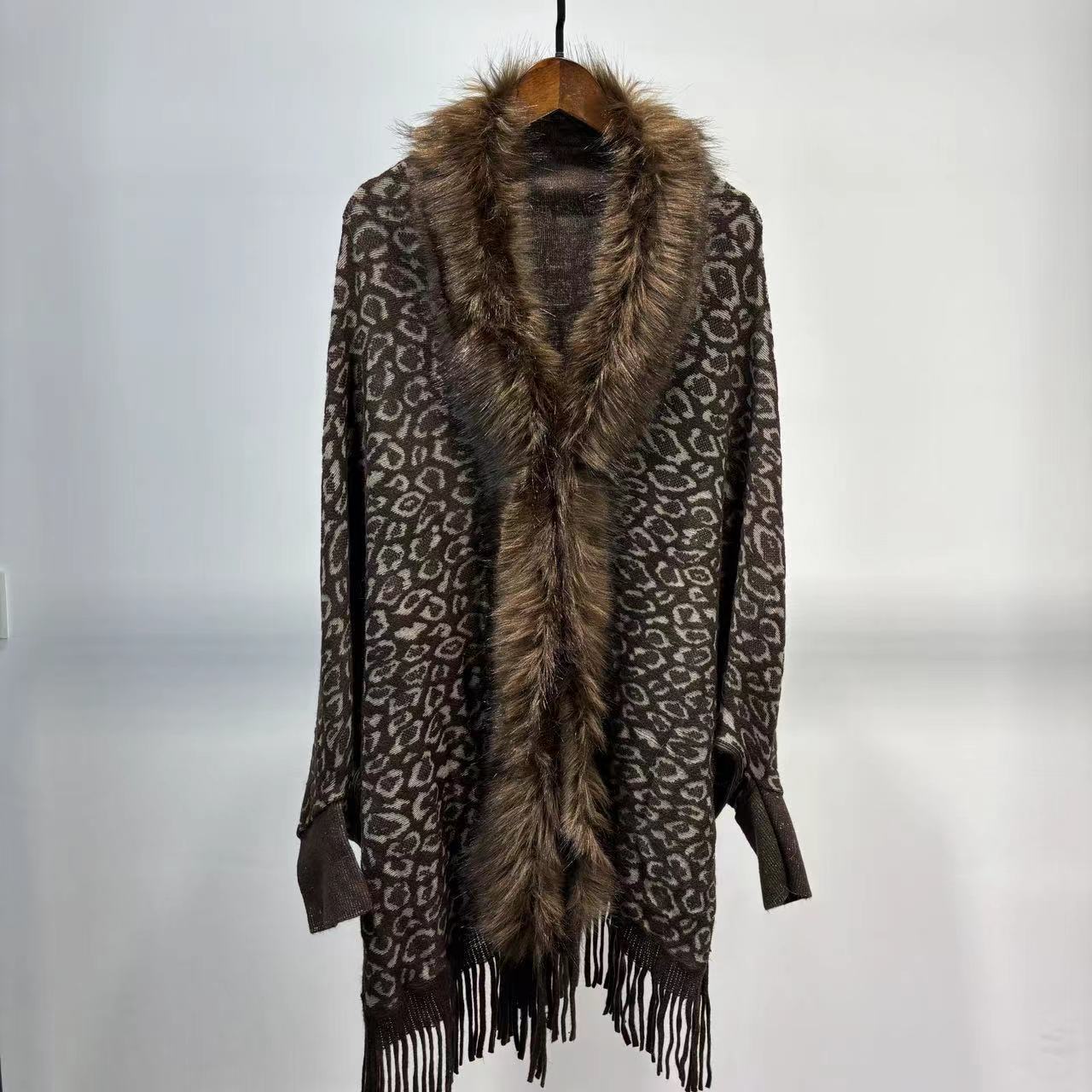 Leopard Print Leopard Print Fur Collar Scarf