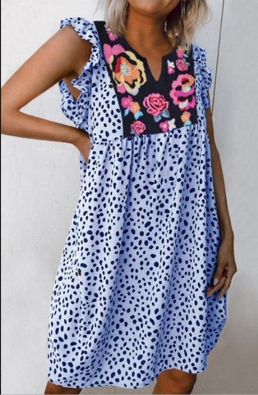 Kurzärmeliges Kleid mit Leopardenmuster für Frauen
