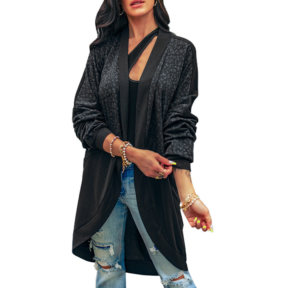Black Leopard Splicing Sweater