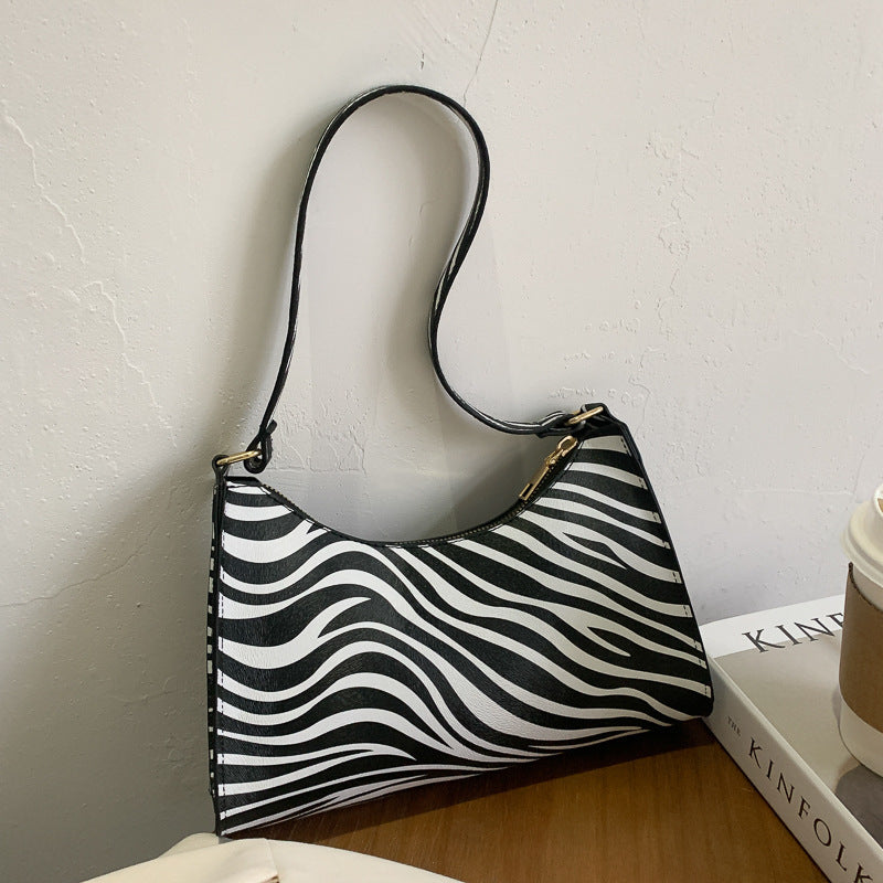 Modische, gestreifte, gepunktete Nischenhandtaschen, Unterarmtasche mit Leopardenmuster