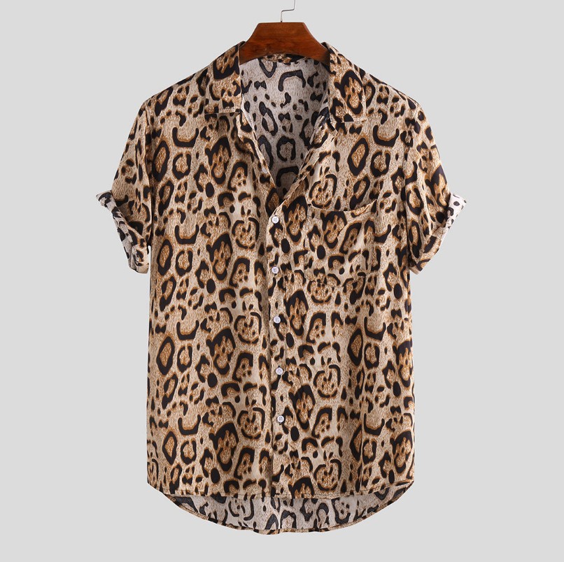 Leopard print short-sleeved shirt