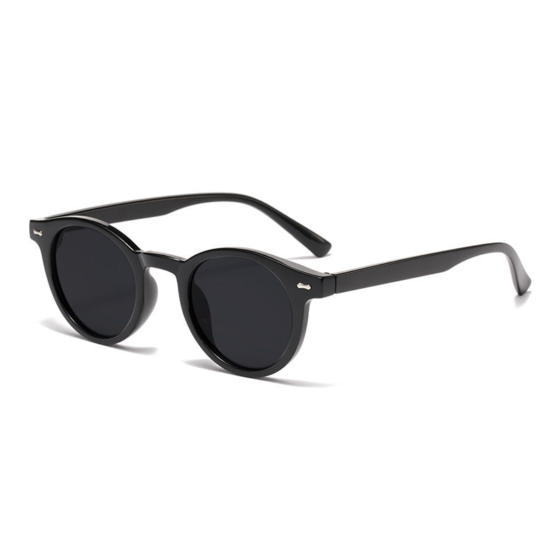 Neue Beige Nagel Runde Frame Sonnenbrille Retro Persönlichkeit Trendy Sonnenbrillen für Frauen