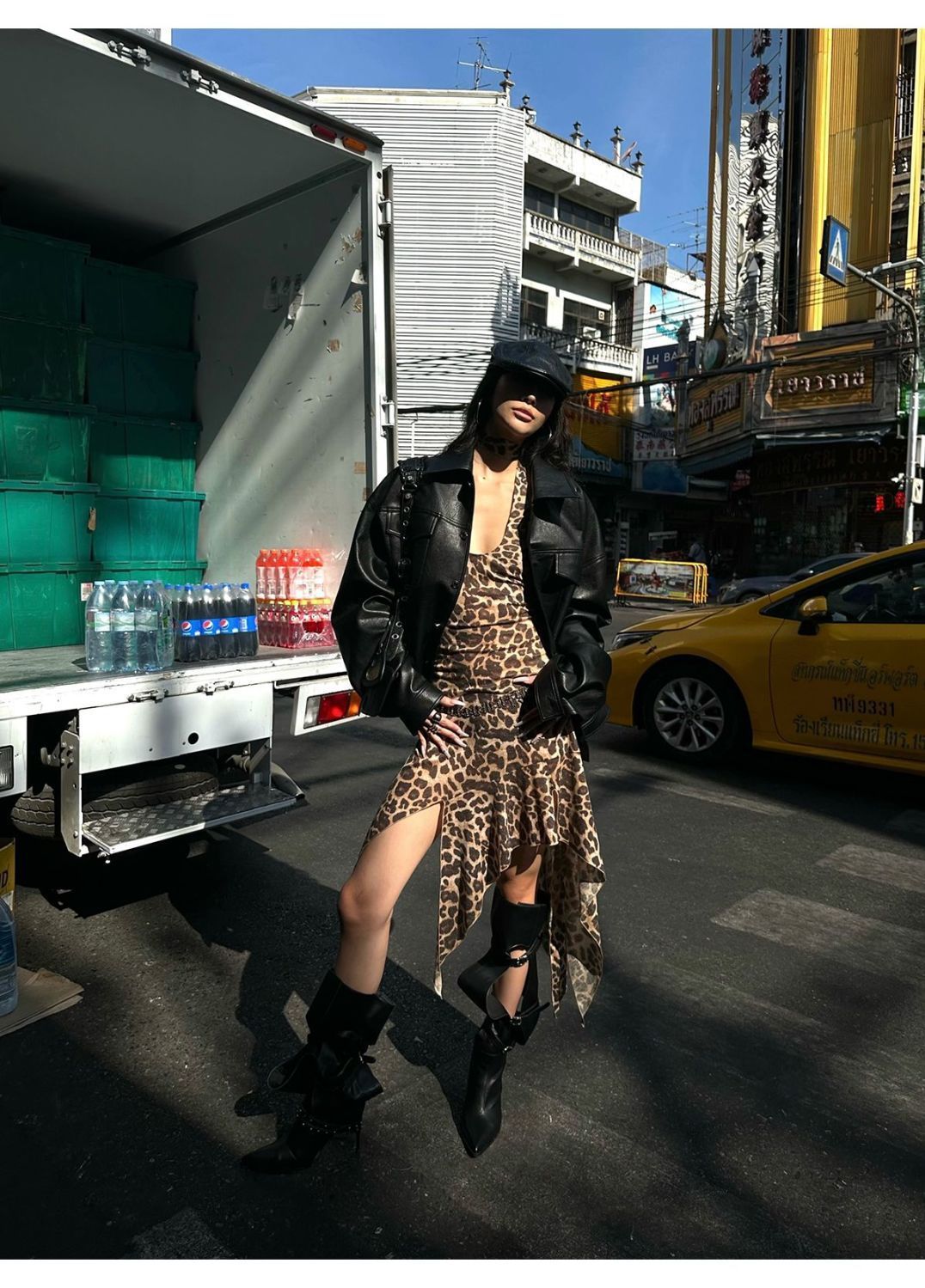 Leopard Print American Retro Millennium Hot Girl Kleid