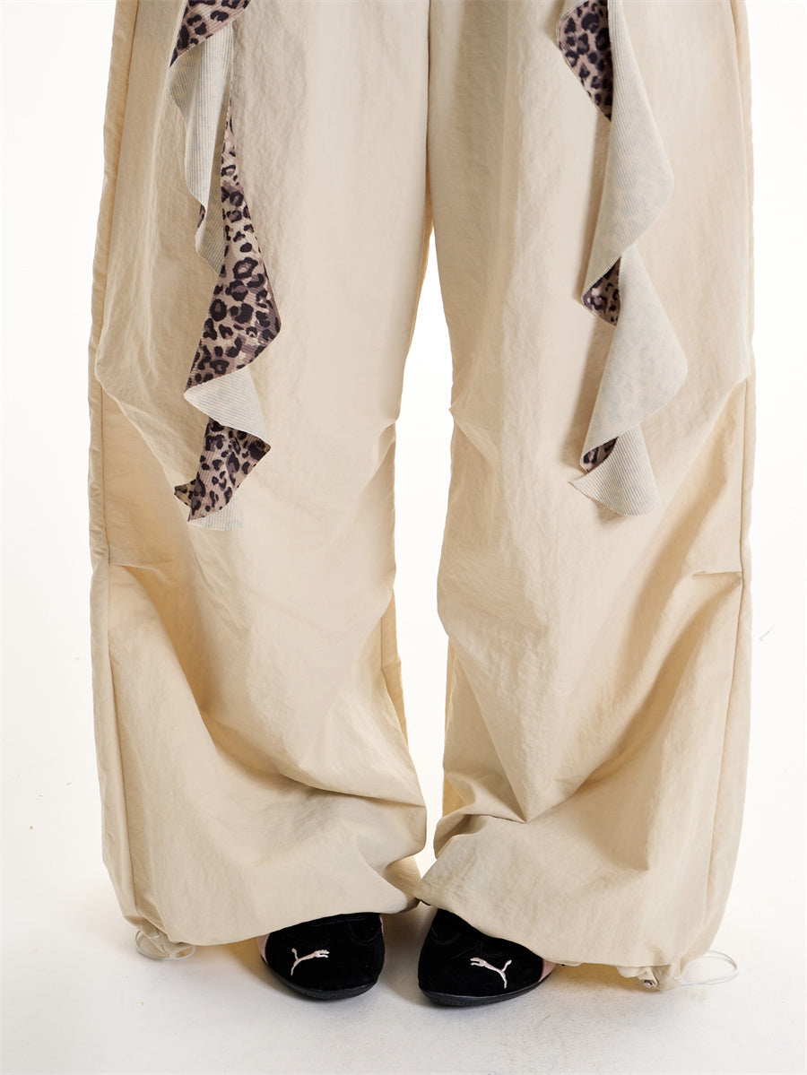 Women's American-style Leopard Print Fake Two-piece Casual Pants