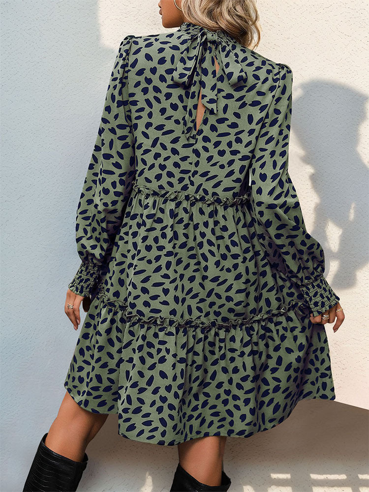 Langärmeliges Kleid mit Leopardenmuster