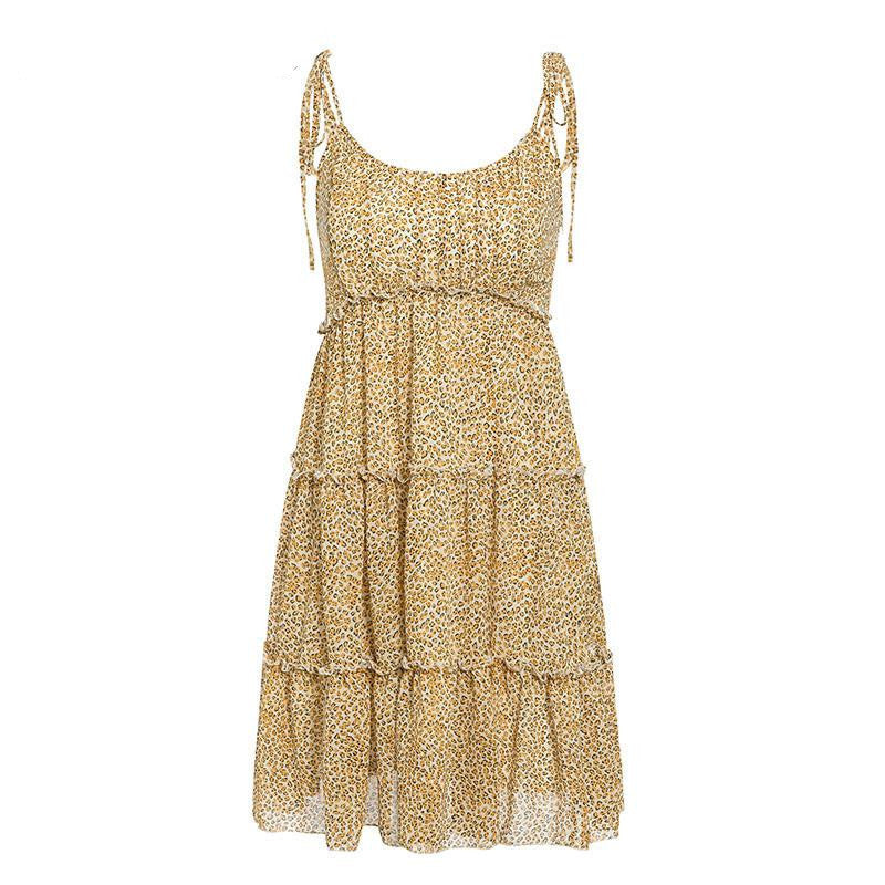 Women's Beach Leopard Wood Ear Strap Dress