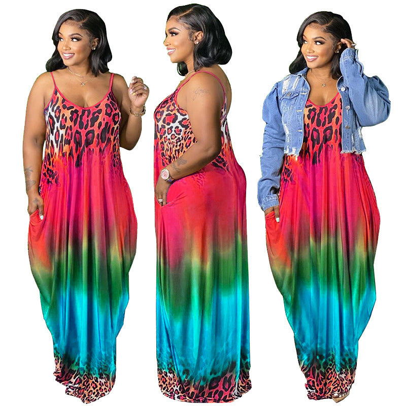 Women's Temperament Fashion Leopard Print Gradient Loose Dress