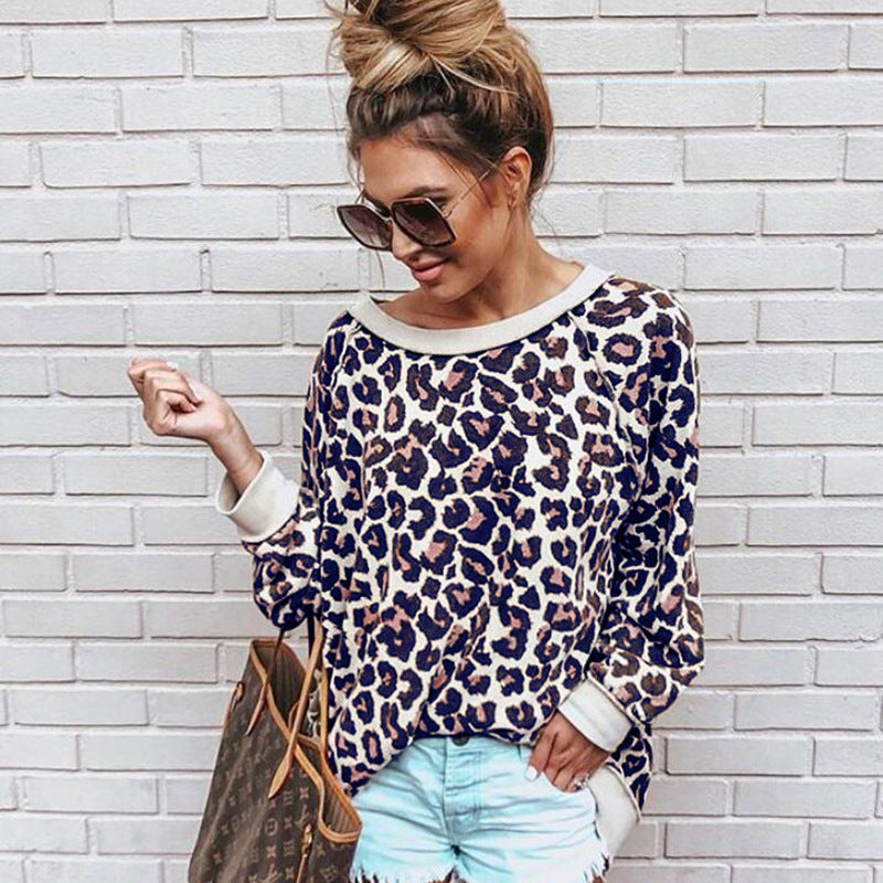 Autumn and winter printed leopard sweater loose shirt 5 colors
