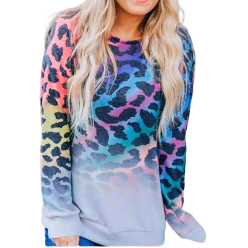 Women's Coat With Leopard Print Long Sleeves