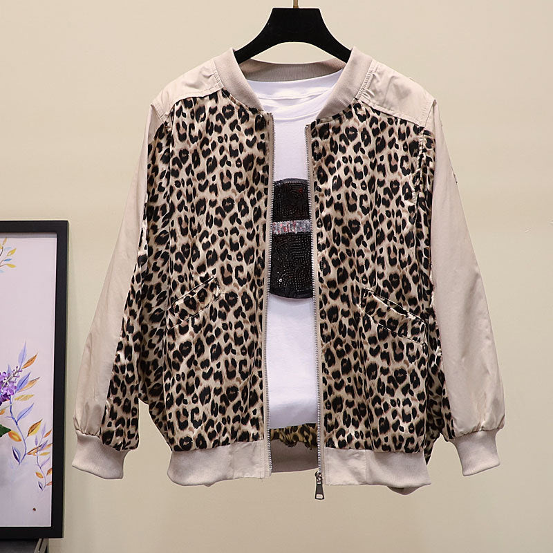 Leopard Print Colorblock Sunscreen Jacket