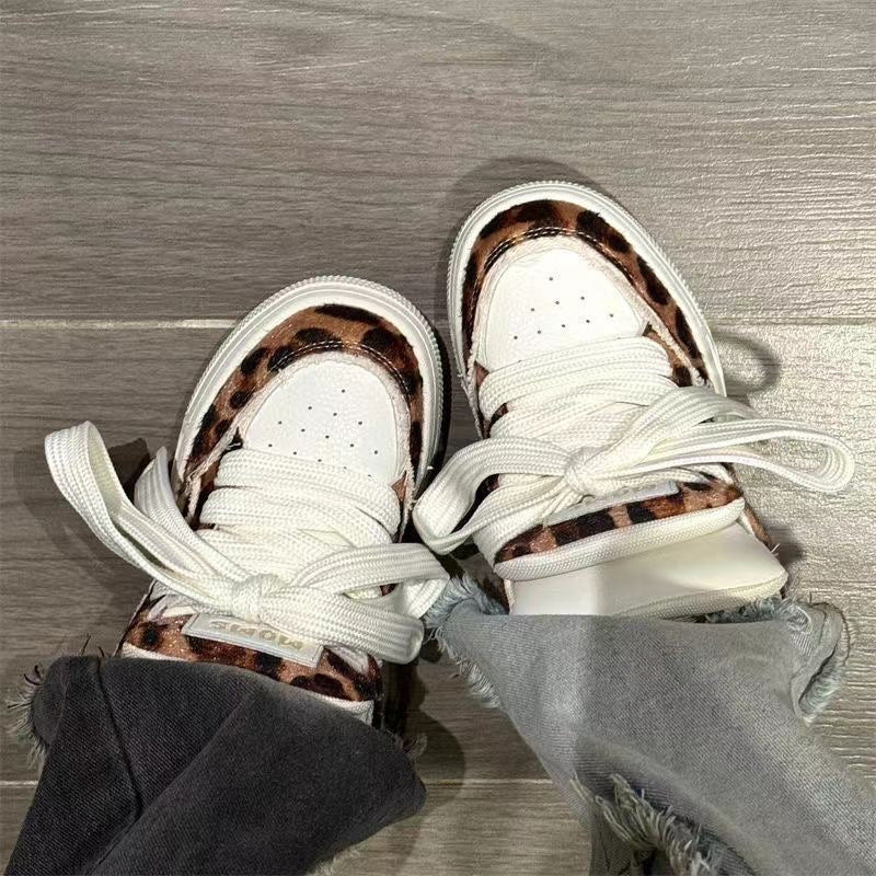 Neue weibliche Dopamin Leopard Print Casual Brot Schuhe