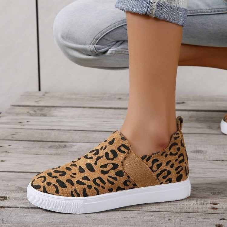 Leopard Loafers Frauen Elastic Band Design Casual flache Schuhe