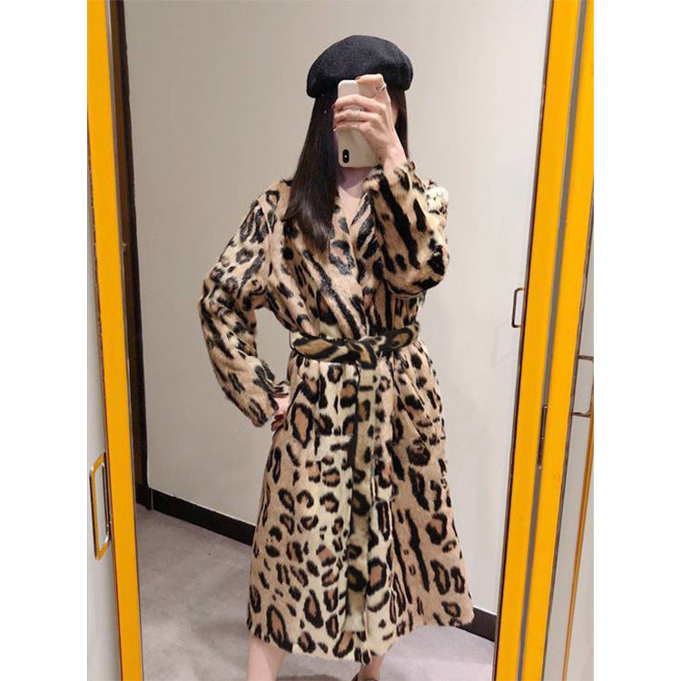 Long Plush Coat Women's Coat Belt Trench Coat