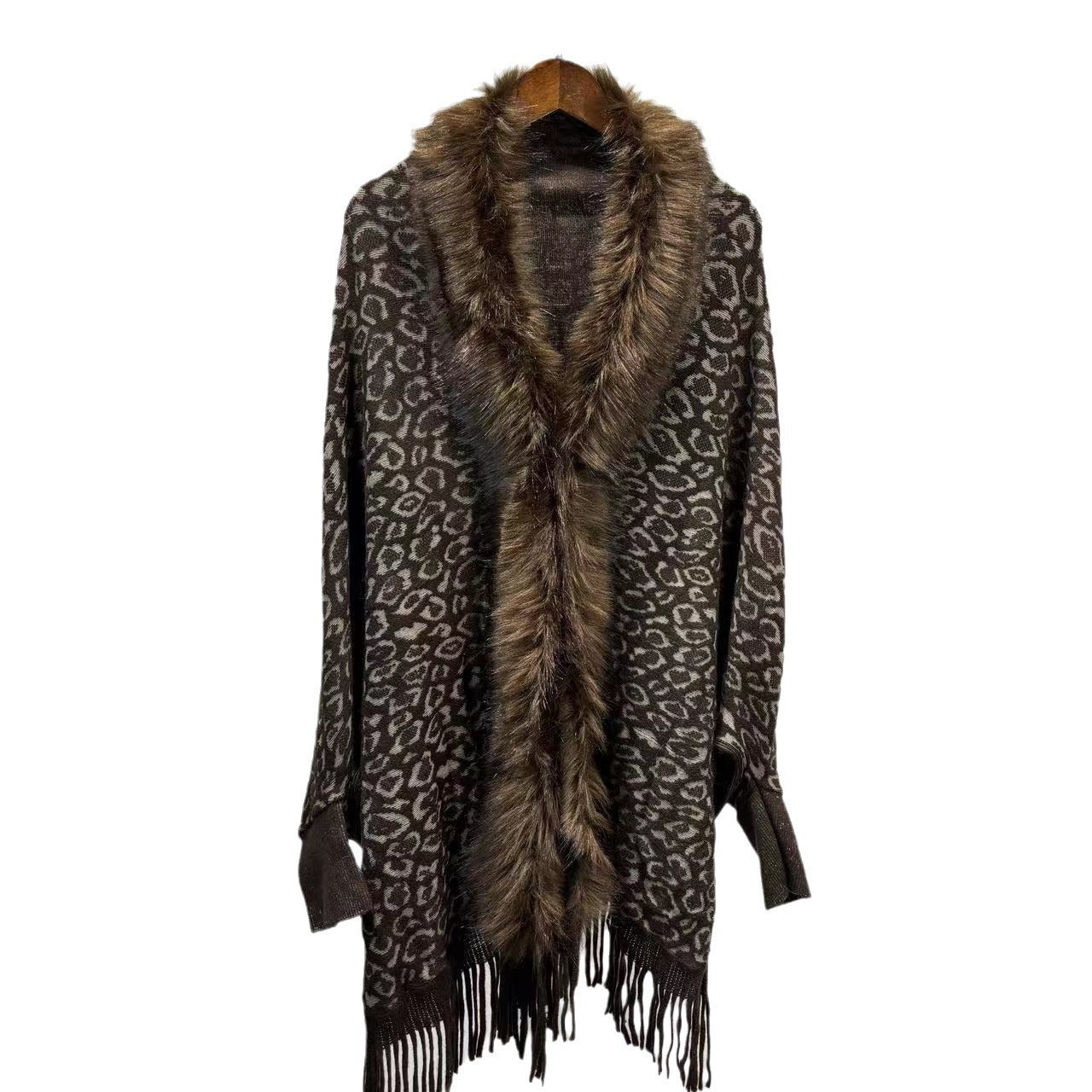 Leopard Print Leopard Print Fur Collar Scarf