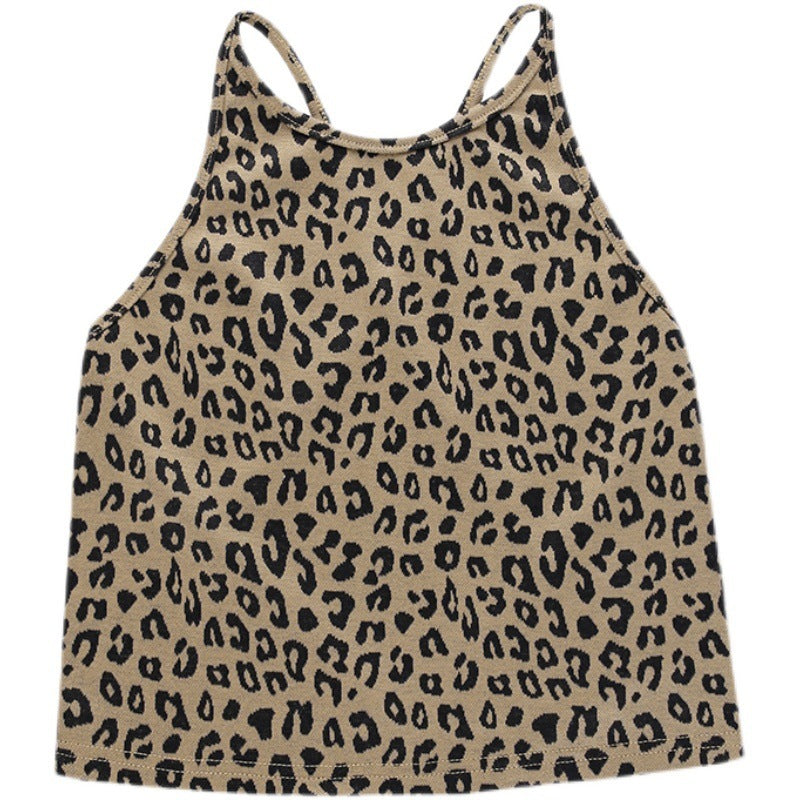 New European And American Fashion Leopard Print Halter Strap Vest