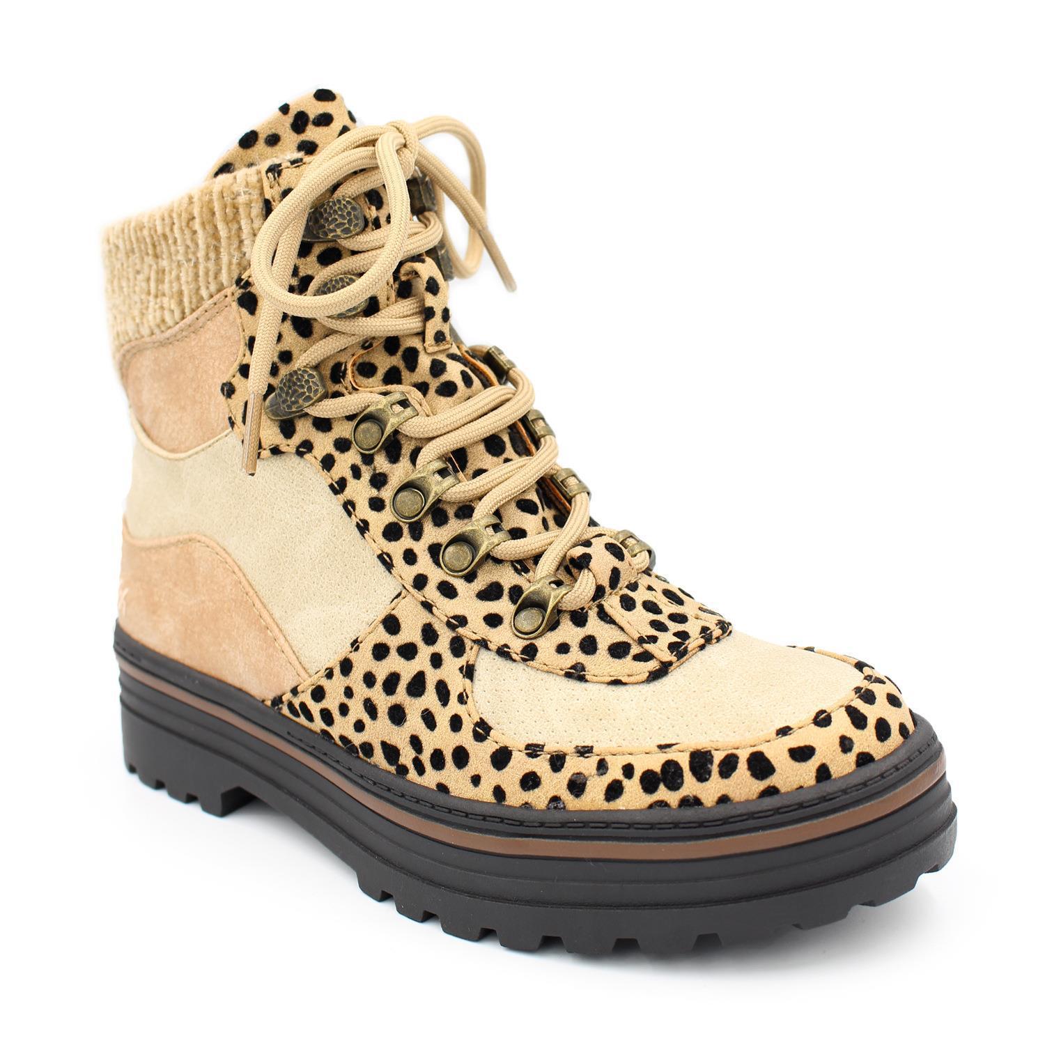 Leopard Stiefel Frauen Lace Up Martin Stiefel Winter Low Heel Schuhe