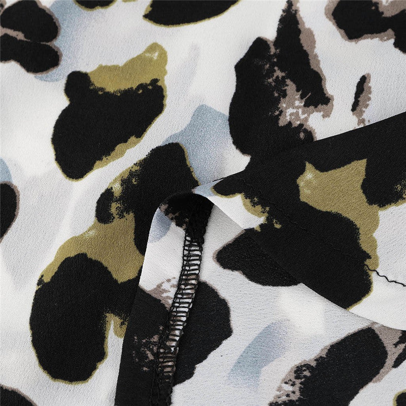Fashion leopard print strapless shirt