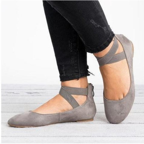 Frauen Frühling Herbst Leopard Print Casual Fashion Weiche Runde Zehe Solide Elastische Riemen Flache Schuhe