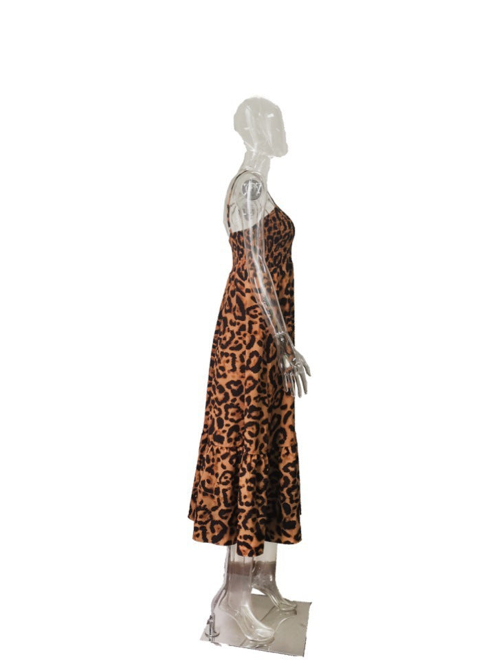Europäisches und amerikanisches Leopardenmuster-Strumpfkleid