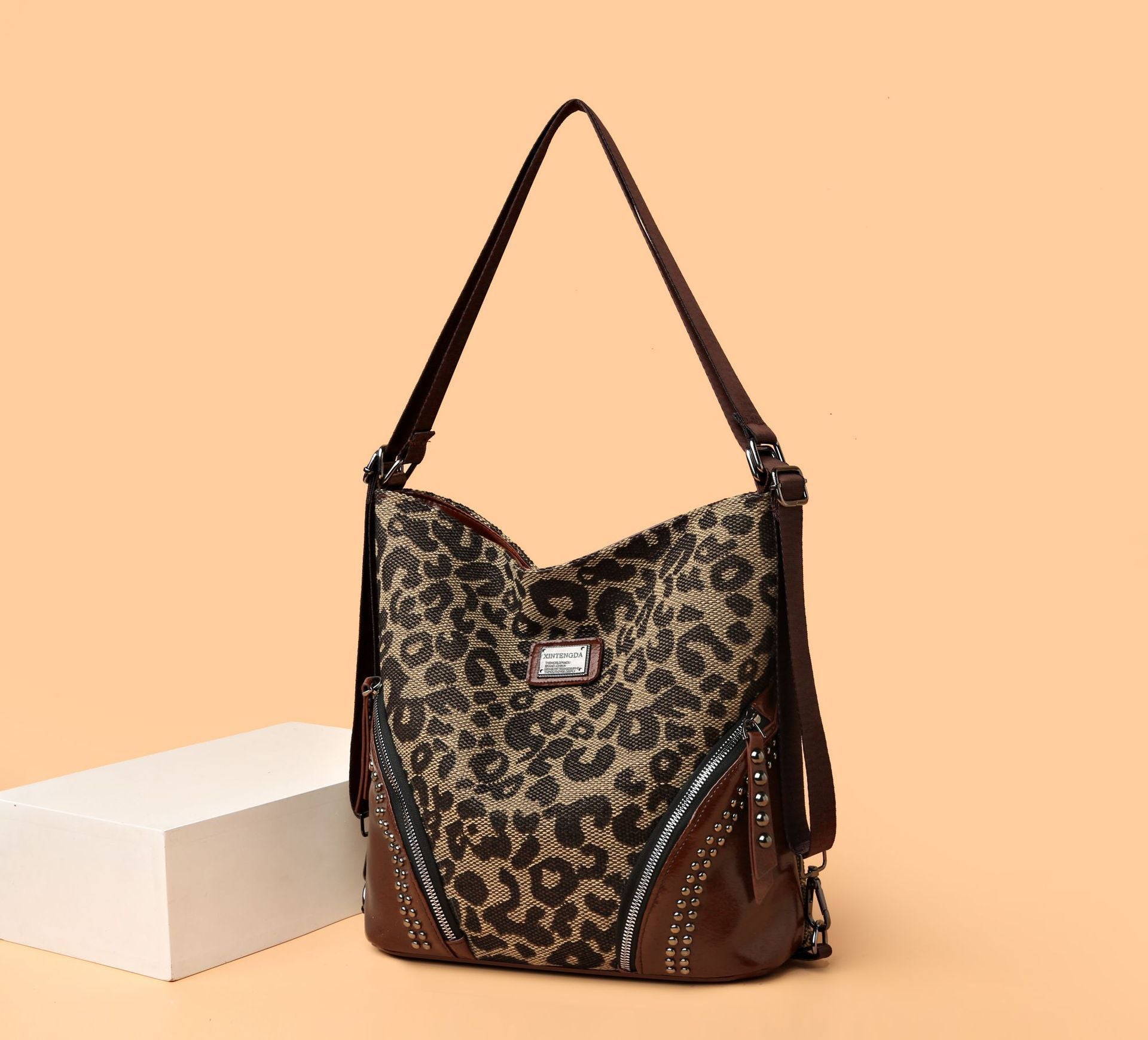 Leopardenmuster große Kapazität Retro-Stil multifunktionale Handtasche