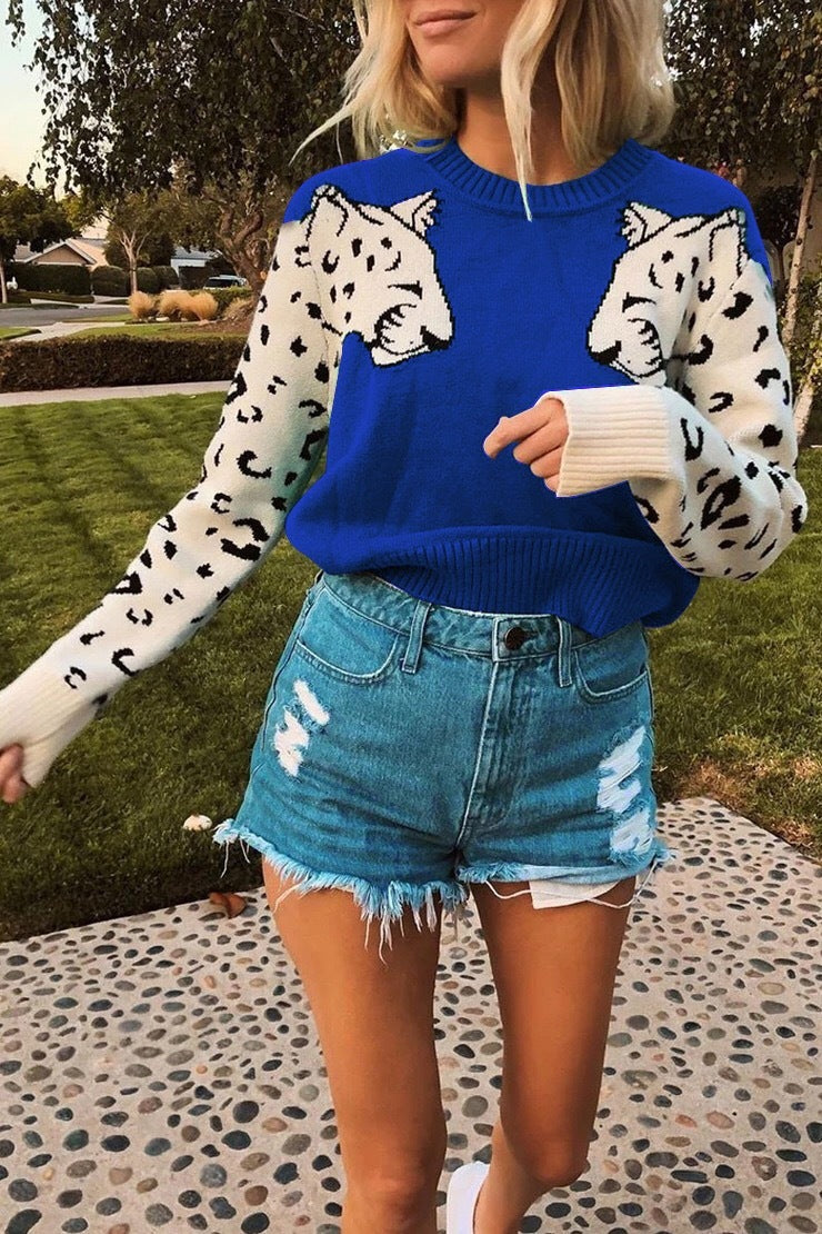 Arm leopard pattern sweater
