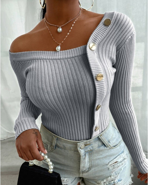 Leopard print off shoulder long sleeve