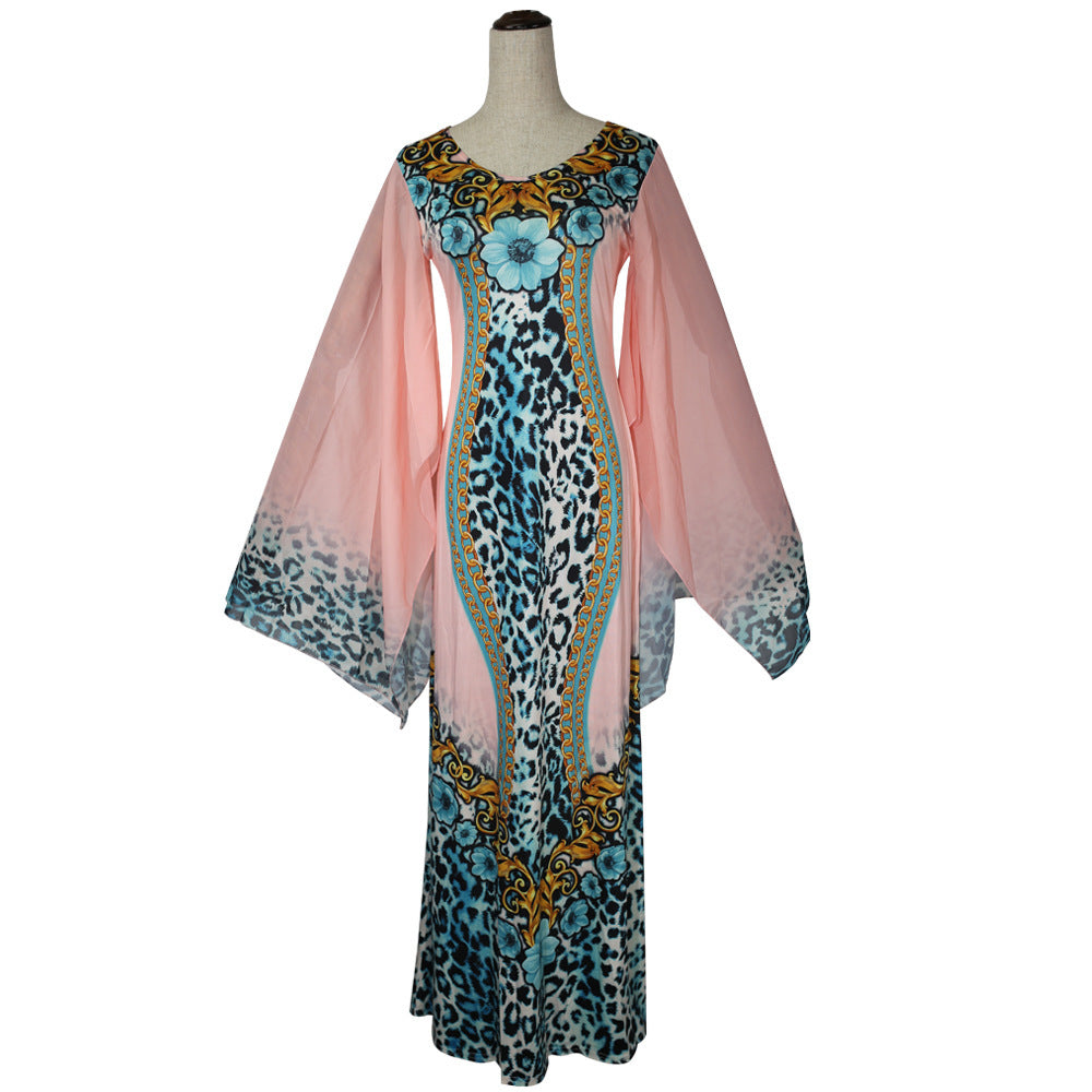 Europäisches und amerikanisches Sommerkleid mit Leopardenmuster