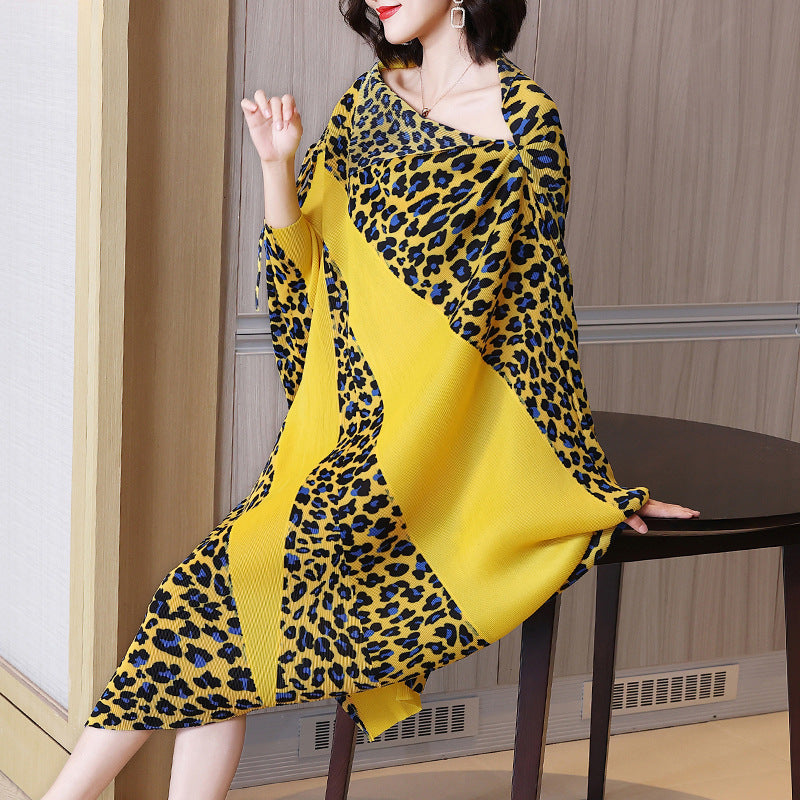 Western Style Leopard Print Temperament Mutter Kleid
