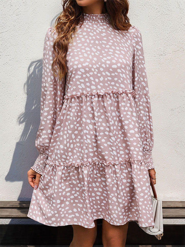 Langärmeliges Kleid mit Leopardenmuster